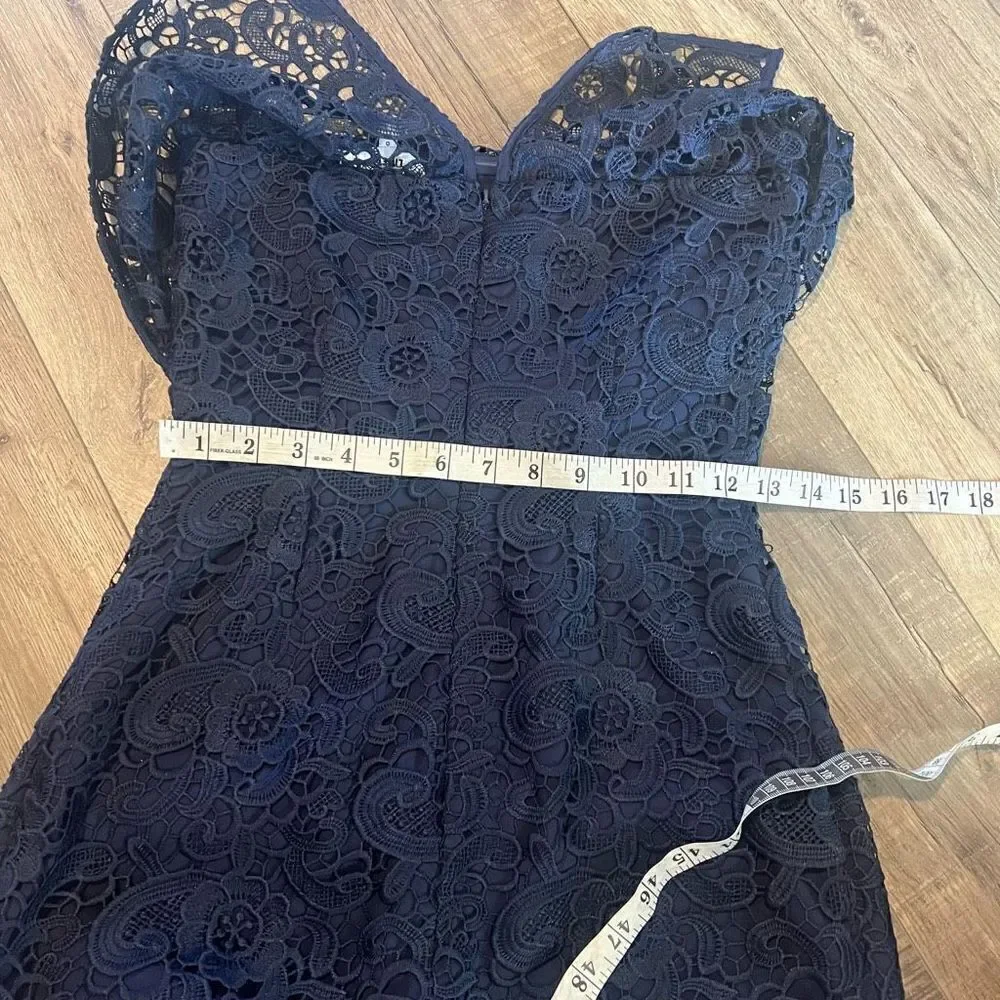 Likely Driggs Navy Blue Lace Dress Midi size 0